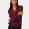 Forcast Lila V-neck Satin Blouse* Long Sleeve Tops|Shirts & Blouses