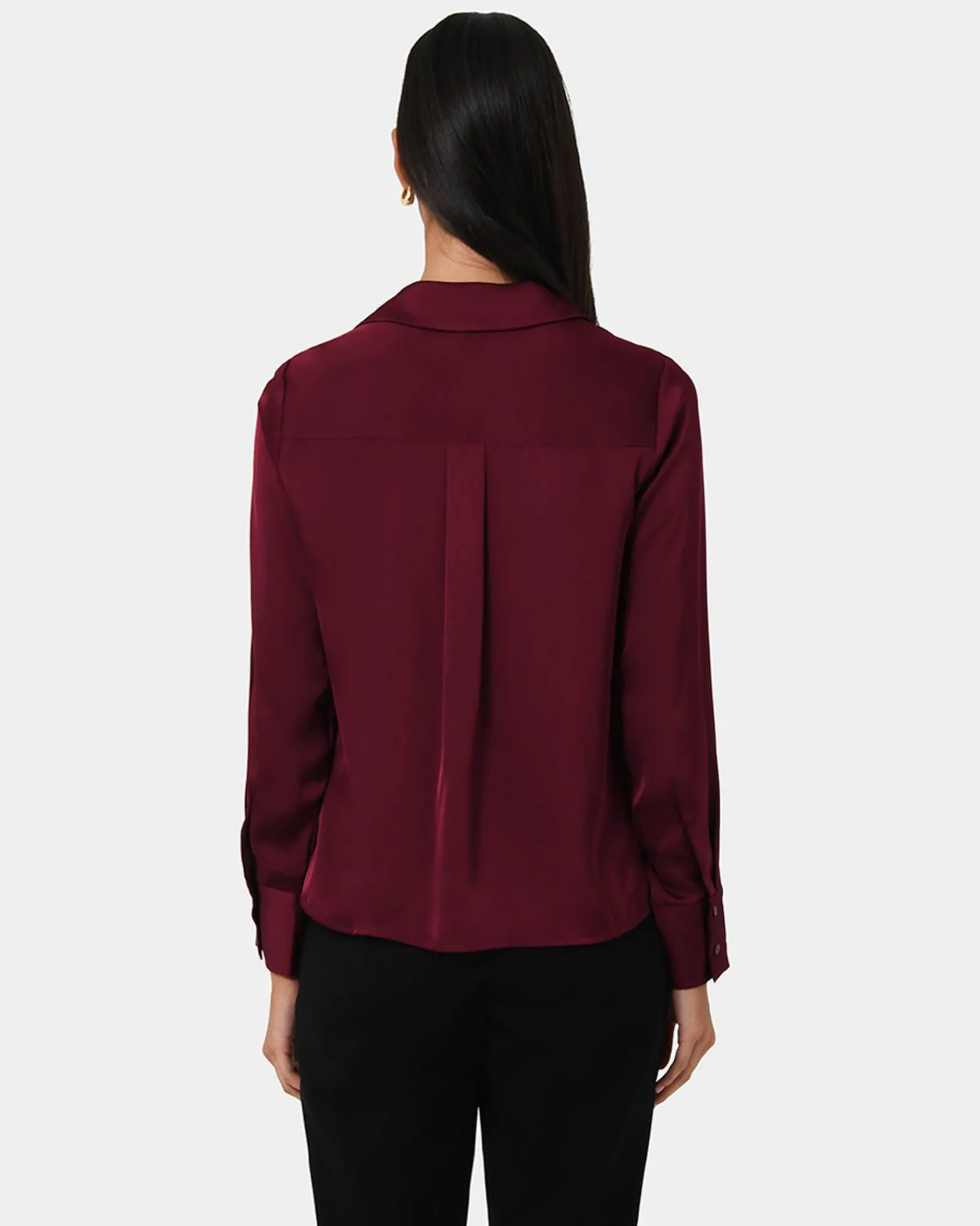 Forcast Lila V-neck Satin Blouse* Long Sleeve Tops|Shirts & Blouses