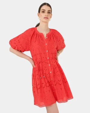 Forcast Lola Broderie Tiered Dress* Conscious|Mini Dresses