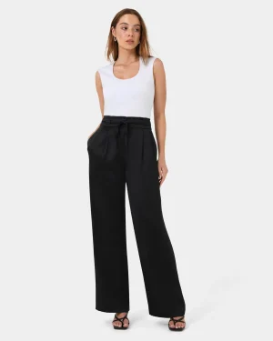Forcast Louisa Wide Leg Satin Pants* High-Waisted Pants|Wide-Leg Pants