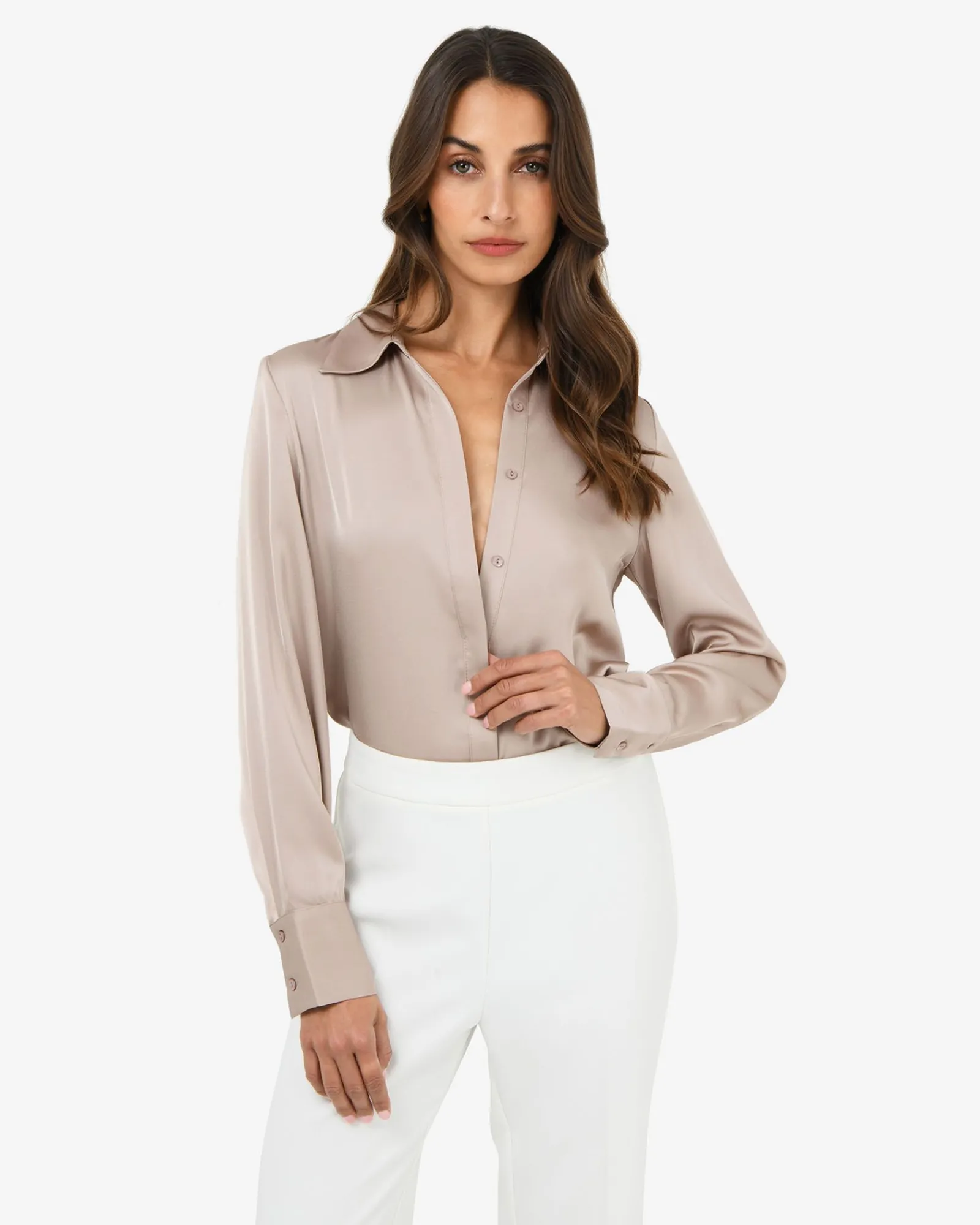 Forcast Mae Satin Shirt* T-Shirts & Tops|Long Sleeve Tops