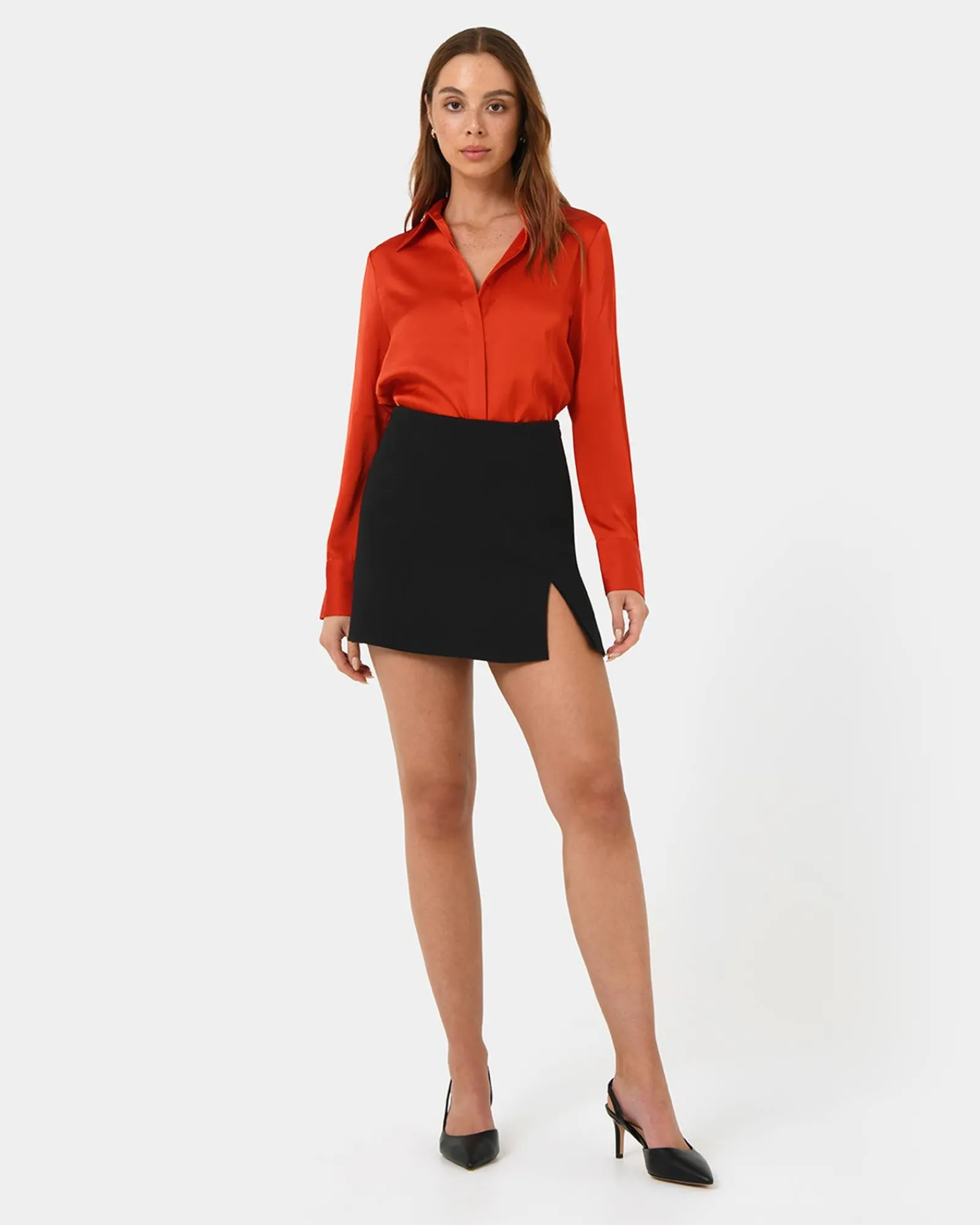 Forcast Mae Satin Shirt* T-Shirts & Tops|Long Sleeve Tops