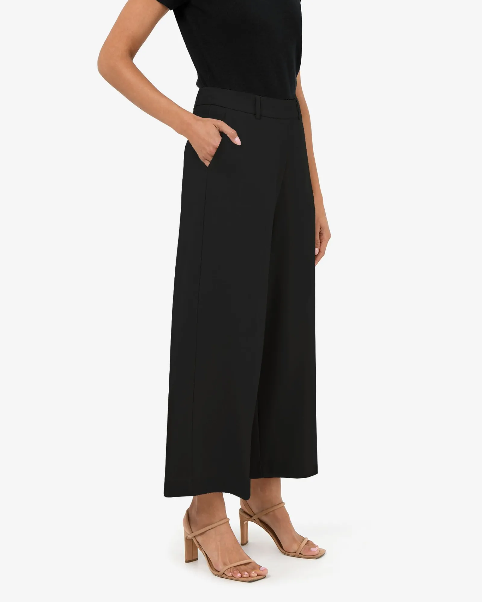 Forcast Mallory Herringbone Culottes* Cropped Pants|High-Waisted Pants