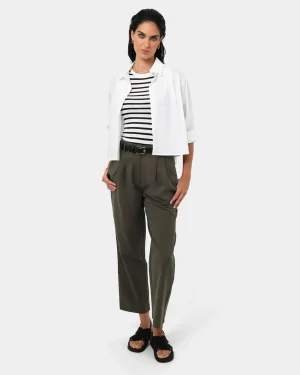 Forcast Mazzy Cotton Belted Trousers* High-Waisted Pants|Work Pants