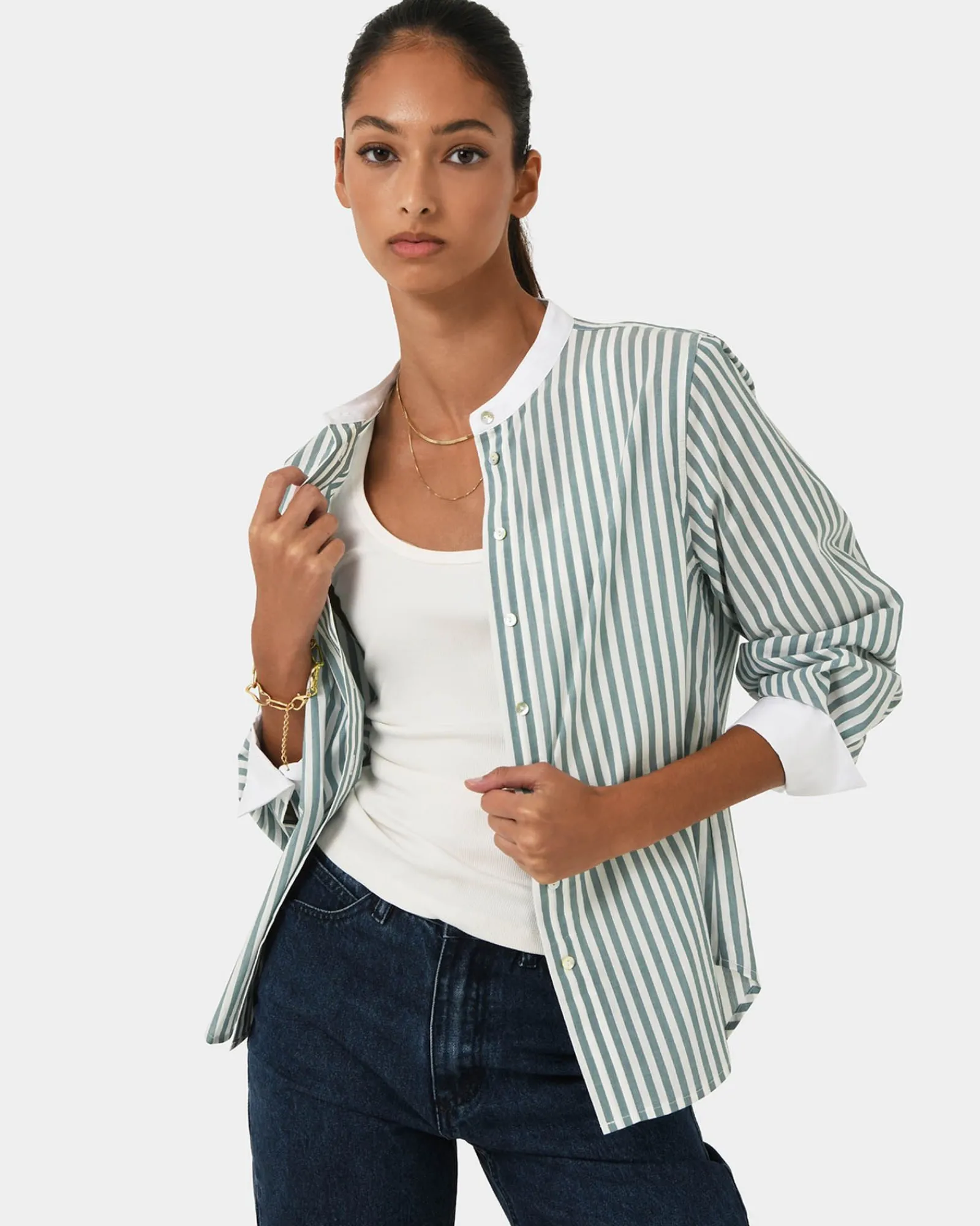 Forcast Melie Cotton Stripe Shirt* T-Shirts & Tops|Long Sleeve Tops