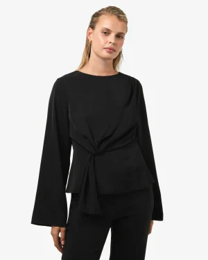 Forcast Melody Long Sleeve Draped Top* T-Shirts & Tops|Long Sleeve Tops