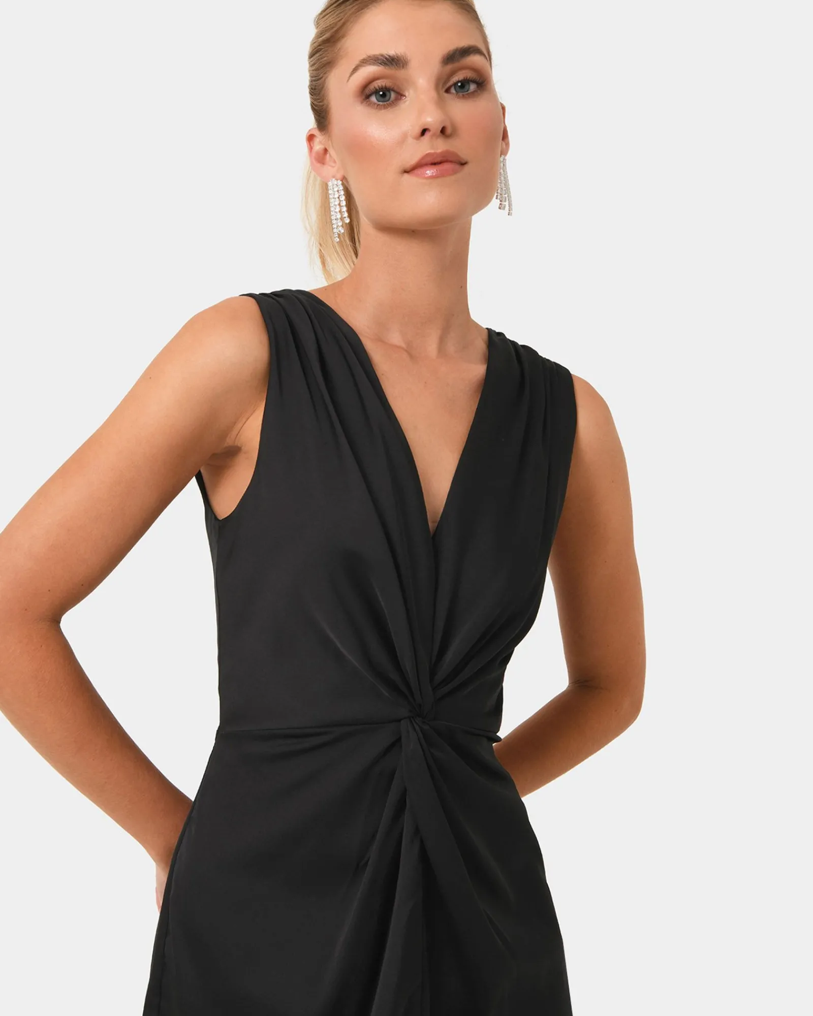 Forcast Mimi Front Twist Dress* Black Dresses|Black Dresses