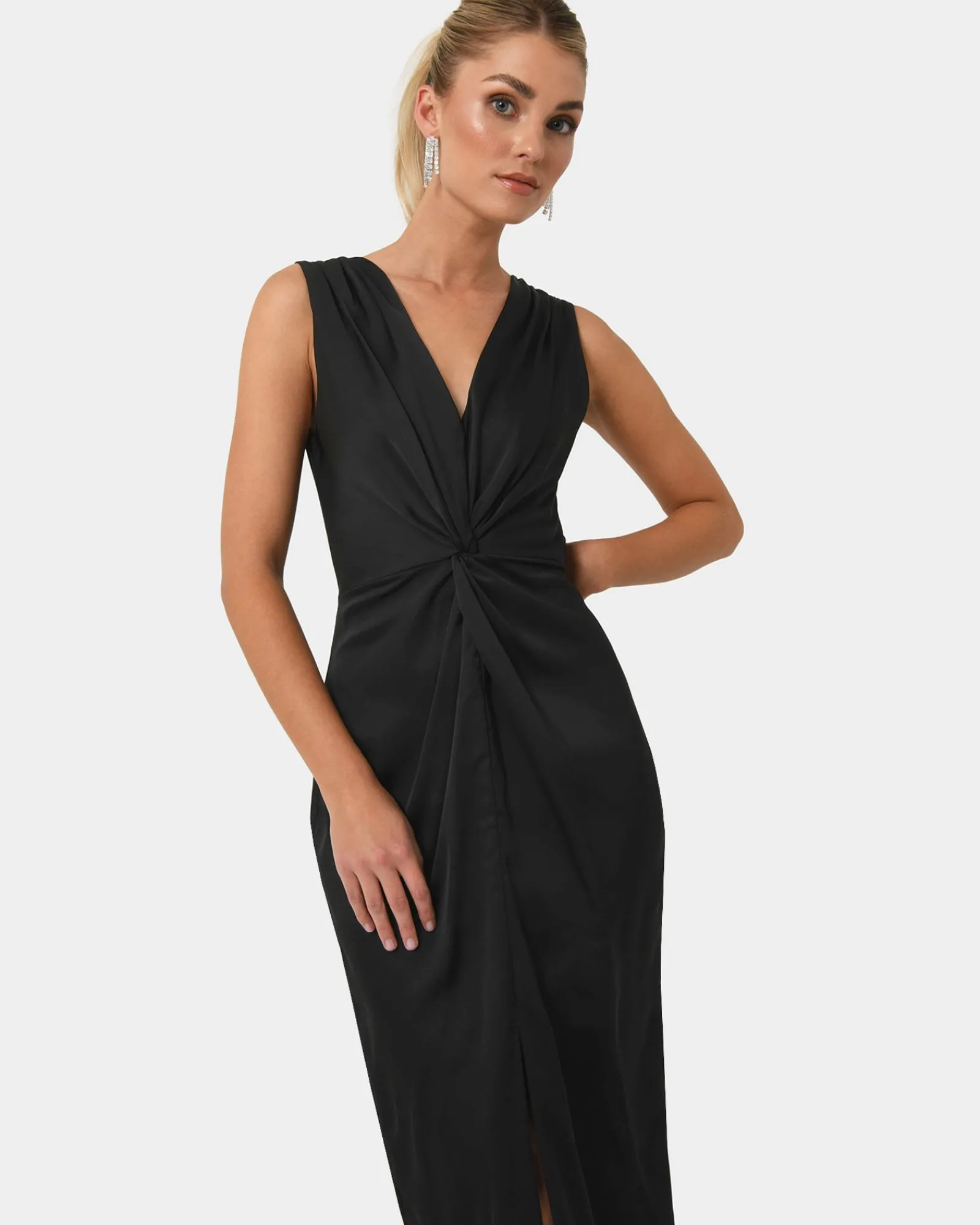 Forcast Mimi Front Twist Dress* Black Dresses|Black Dresses