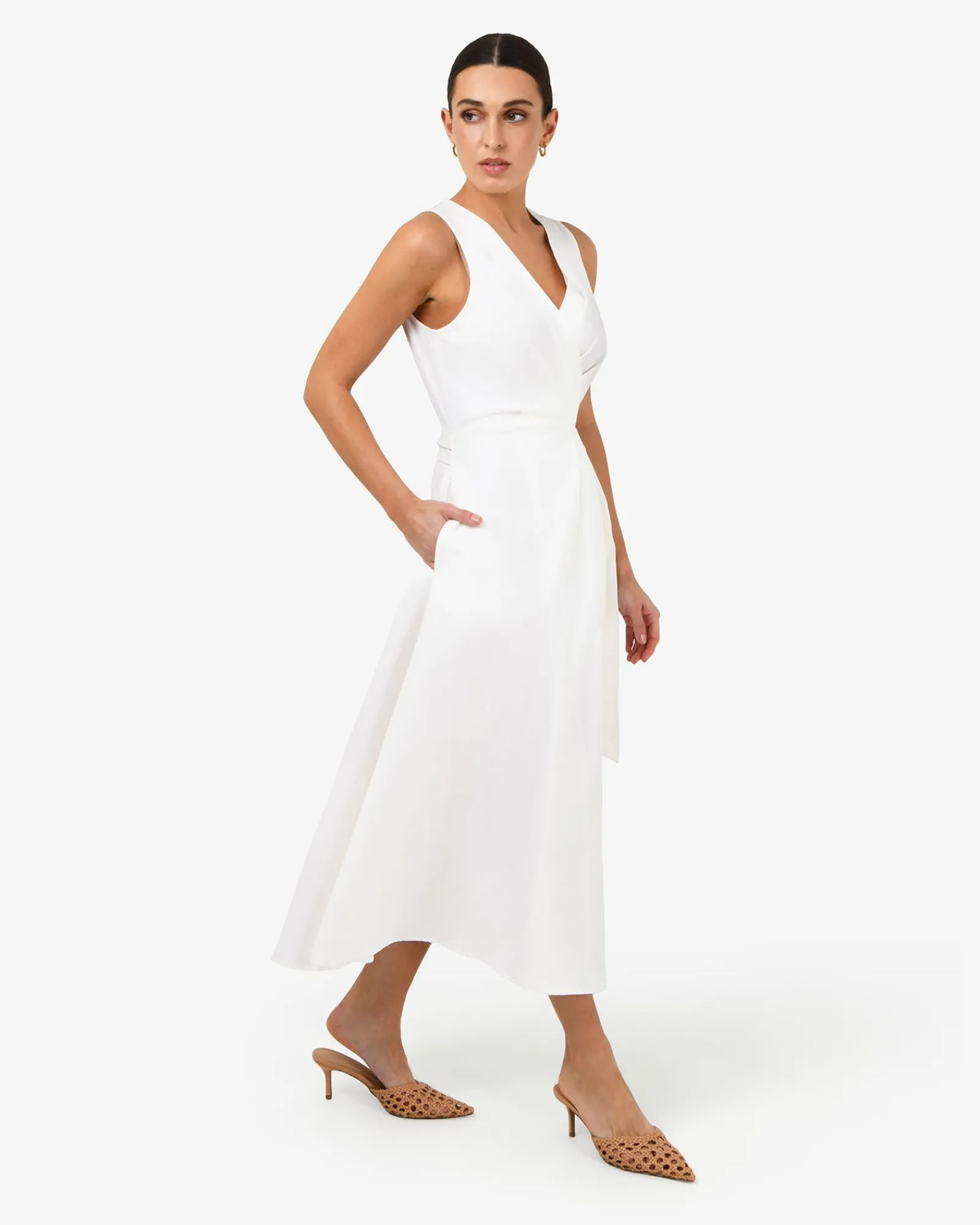 Forcast Nattai Crossover Dress* Conscious|Midi Dresses