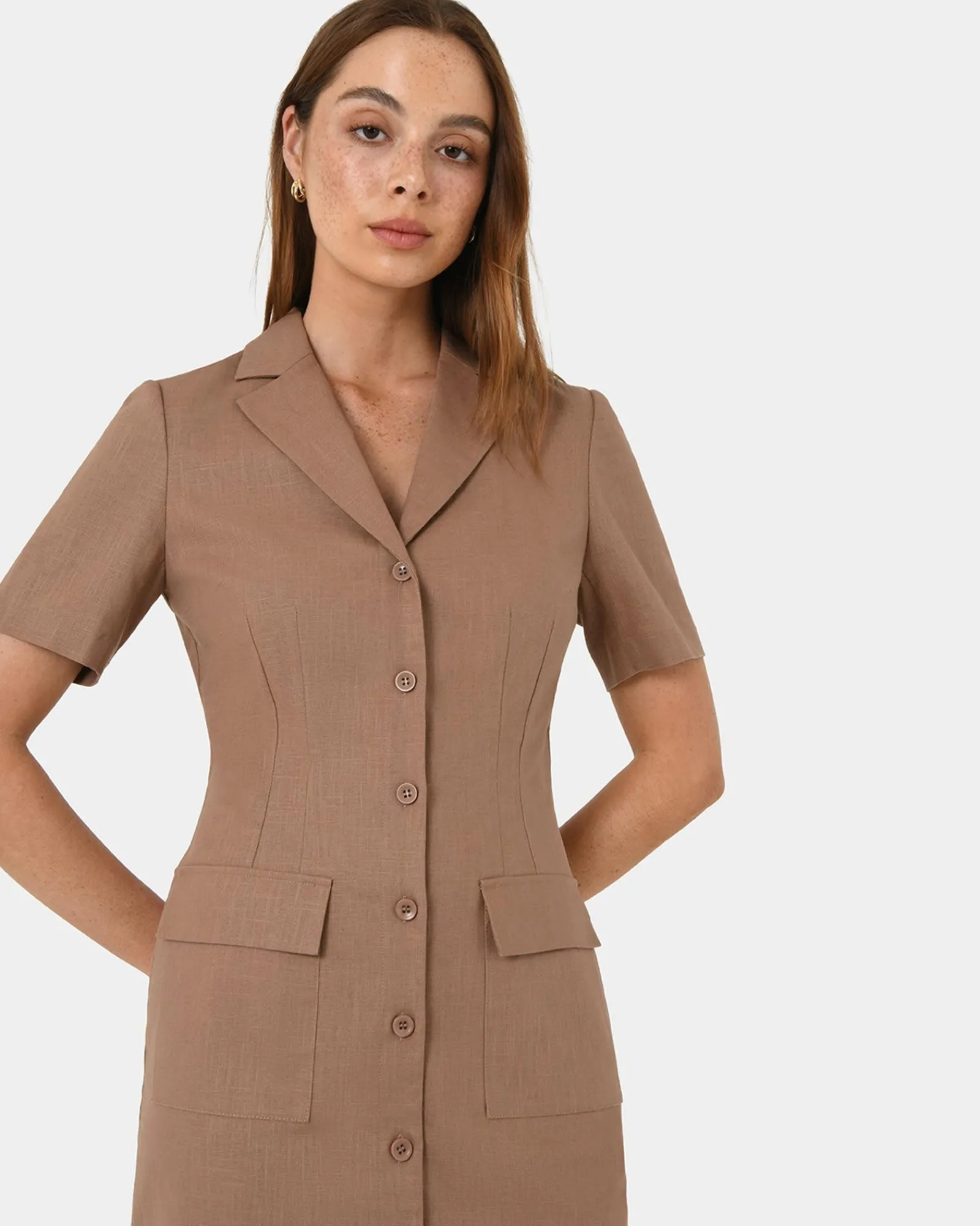 Forcast Nia Button Linen Dress* Conscious|Mini Dresses