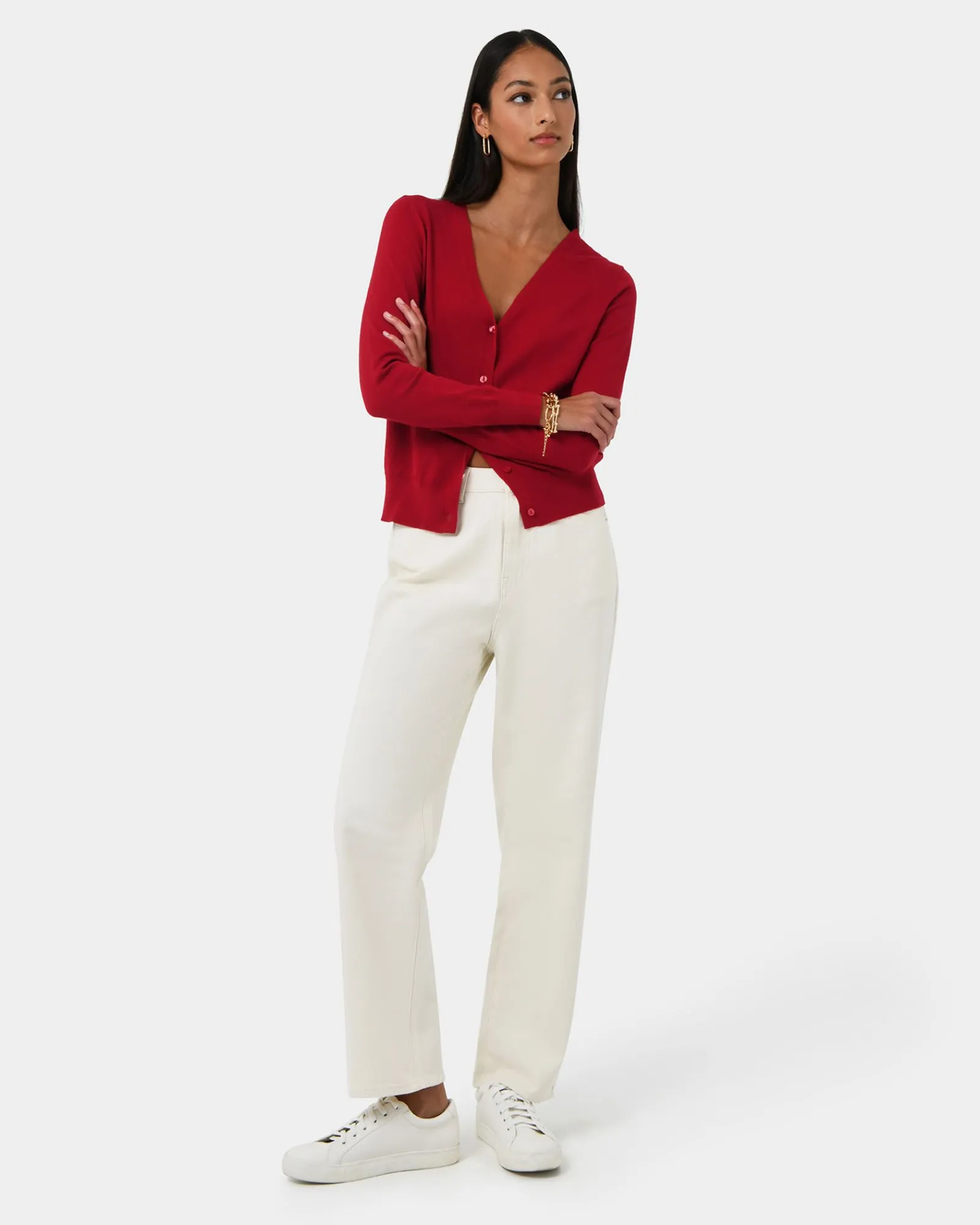Forcast Nicolette V-neck Knit Cardigan* Long Sleeve Tops|Work Tops