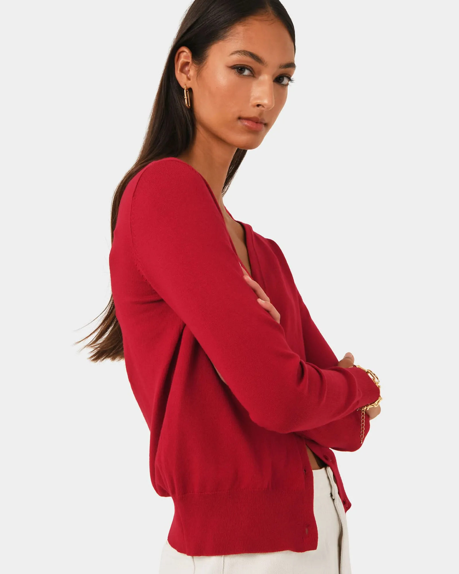 Forcast Nicolette V-neck Knit Cardigan* Long Sleeve Tops|Work Tops