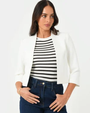 Forcast Nikki Collarless Crop Jacket* Jackets & Blazers|Matching Sets