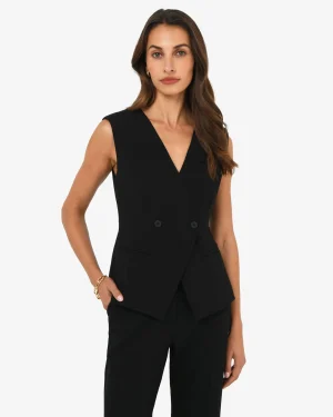 Forcast Nikki Collarless Vest* T-Shirts & Tops|Work Tops