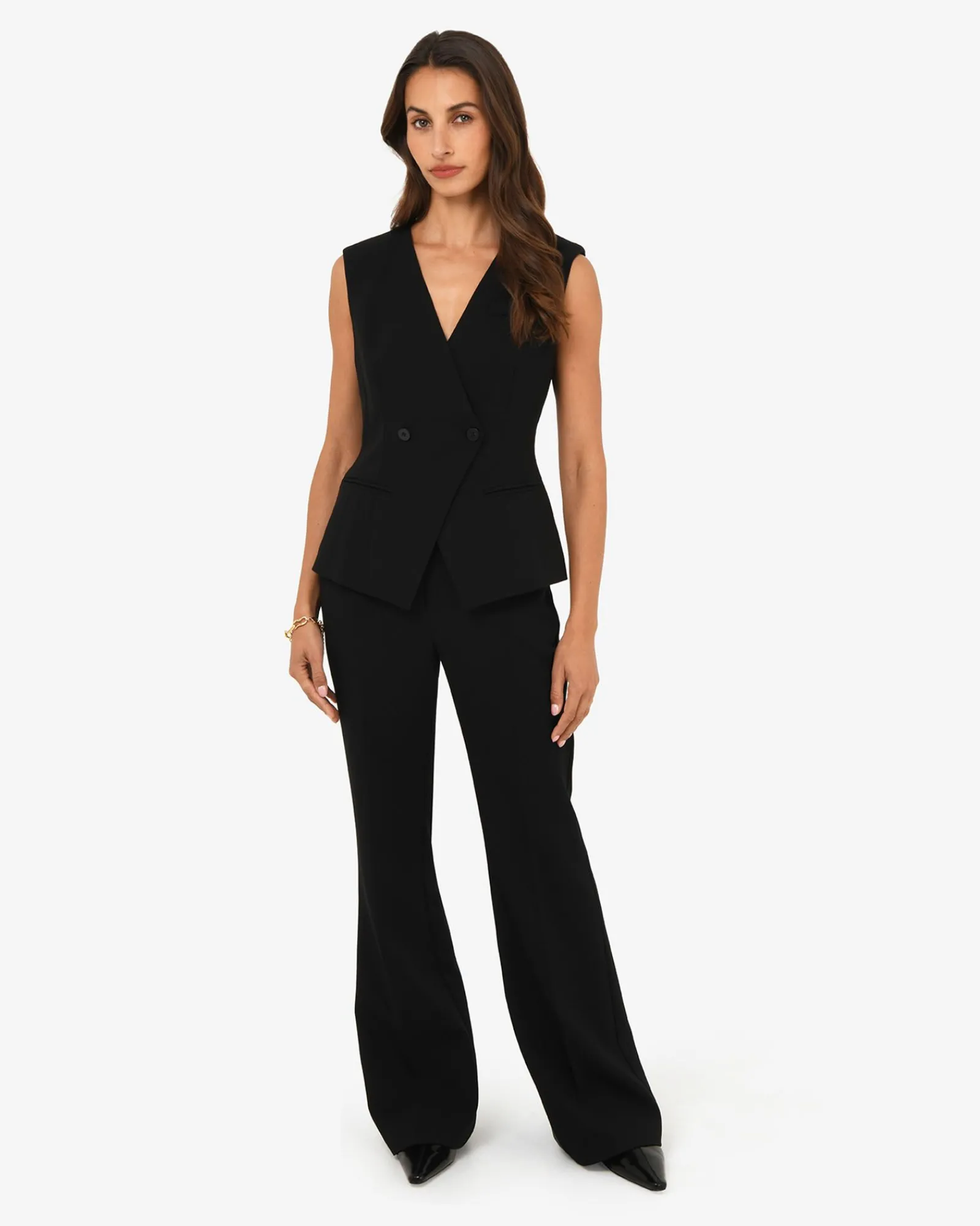 Forcast Nikki Collarless Vest* T-Shirts & Tops|Work Tops