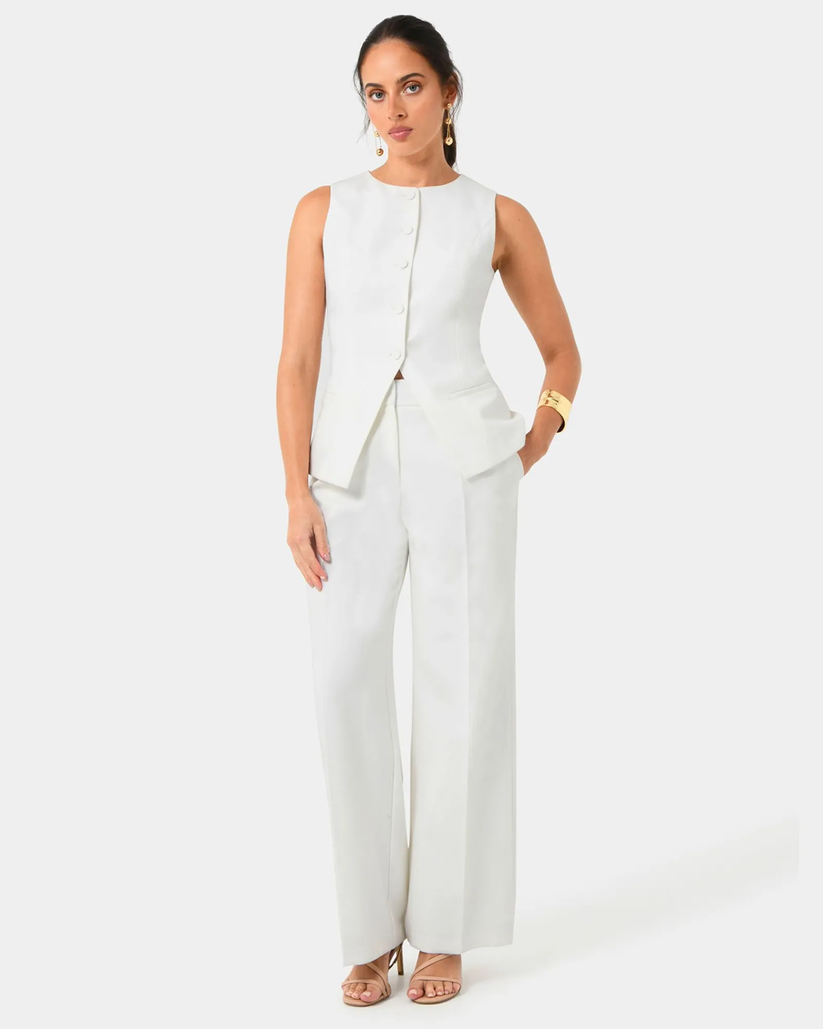 Forcast Nikki Tailored Pants* High-Waisted Pants|Straight Leg Pants