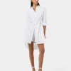 Forcast Oakley Cotton Tie Shirt Dress* Conscious|Midi Dresses