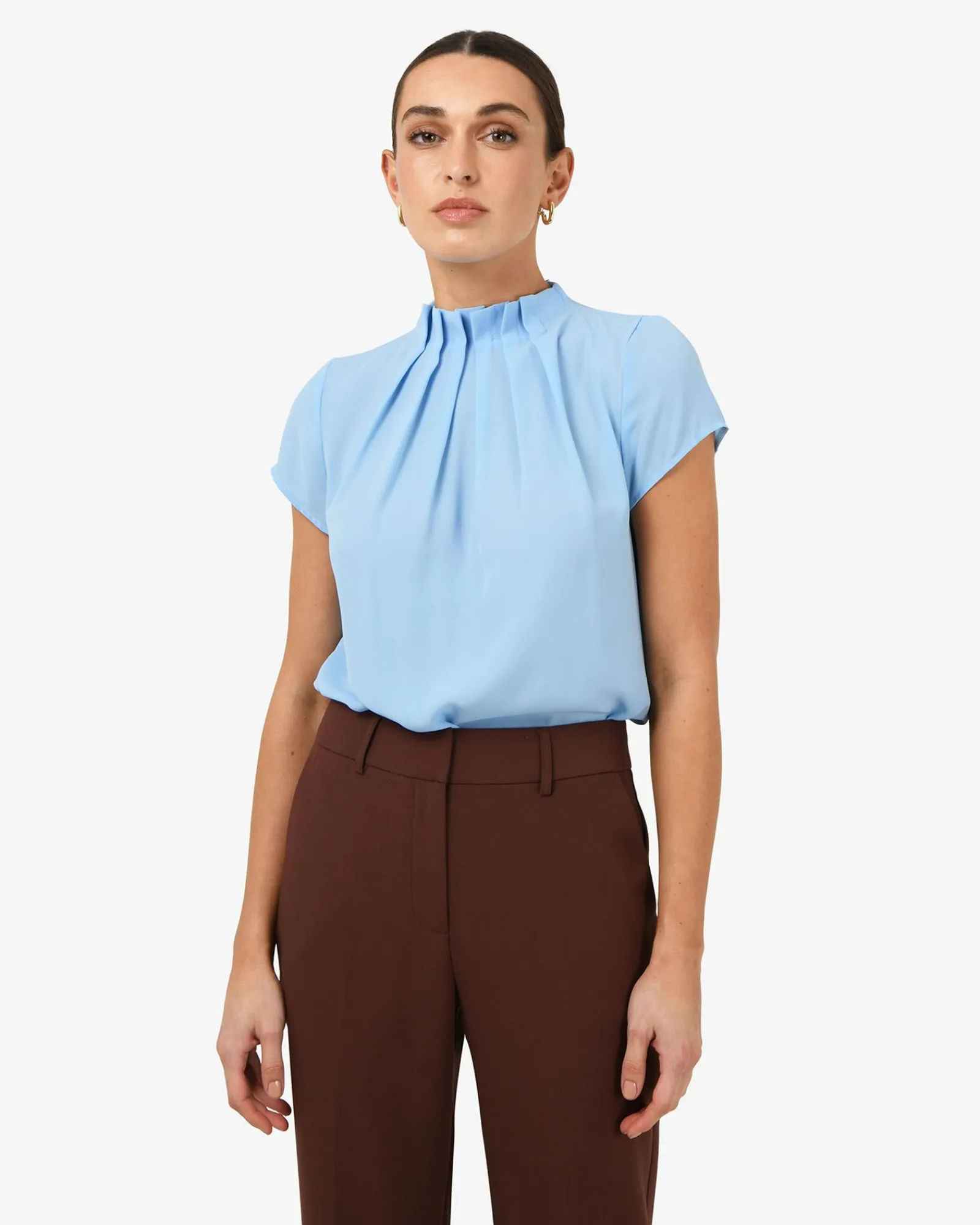 Forcast Olivia Pleated High Neck Top* T-Shirts & Tops|Work Tops