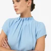 Forcast Olivia Pleated High Neck Top* T-Shirts & Tops|Work Tops