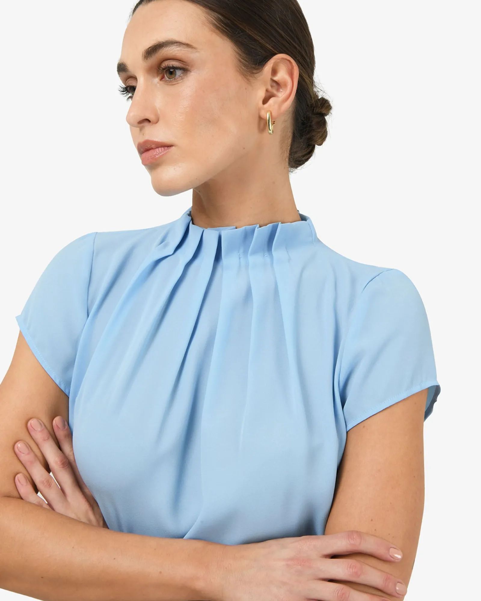 Forcast Olivia Pleated High Neck Top* T-Shirts & Tops|Work Tops