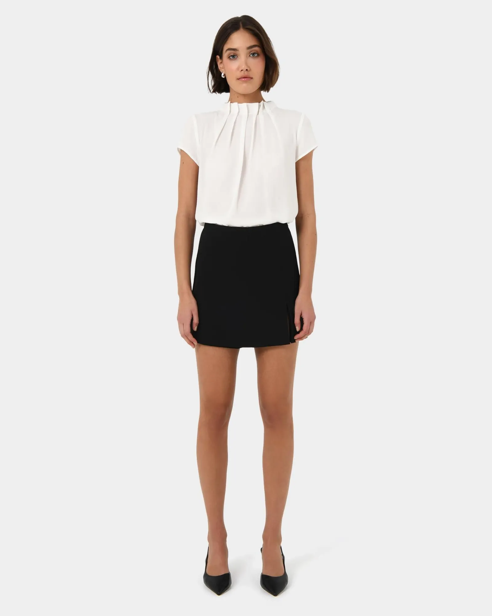 Forcast Olivia Pleated High Neck Top* T-Shirts & Tops|Work Tops