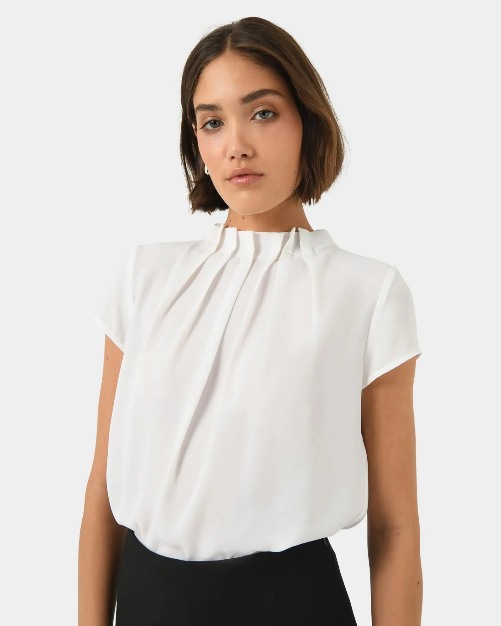 Forcast Olivia Pleated High Neck Top* T-Shirts & Tops|Work Tops