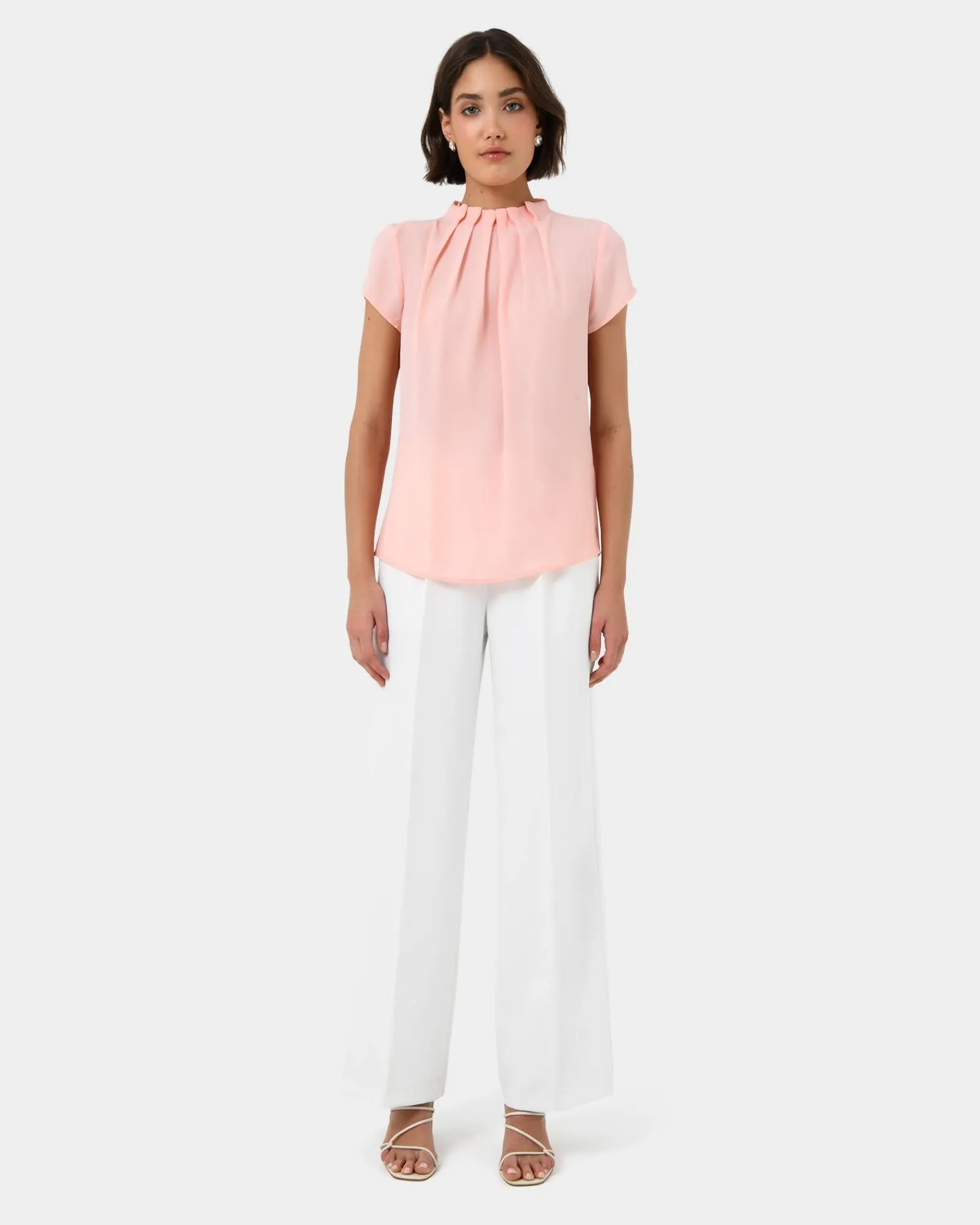 Forcast Olivia Pleated High Neck Top* T-Shirts & Tops|Work Tops