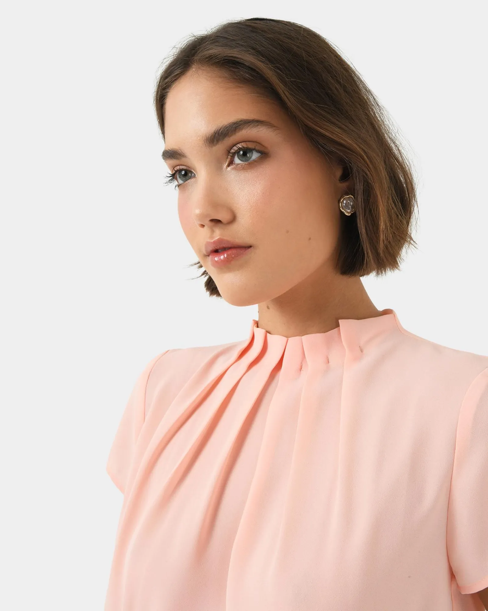 Forcast Olivia Pleated High Neck Top* T-Shirts & Tops|Work Tops