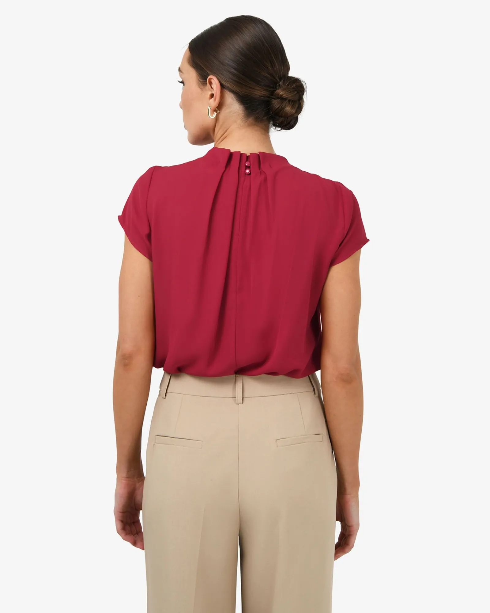 Forcast Olivia Pleated High Neck Top* T-Shirts & Tops|Work Tops