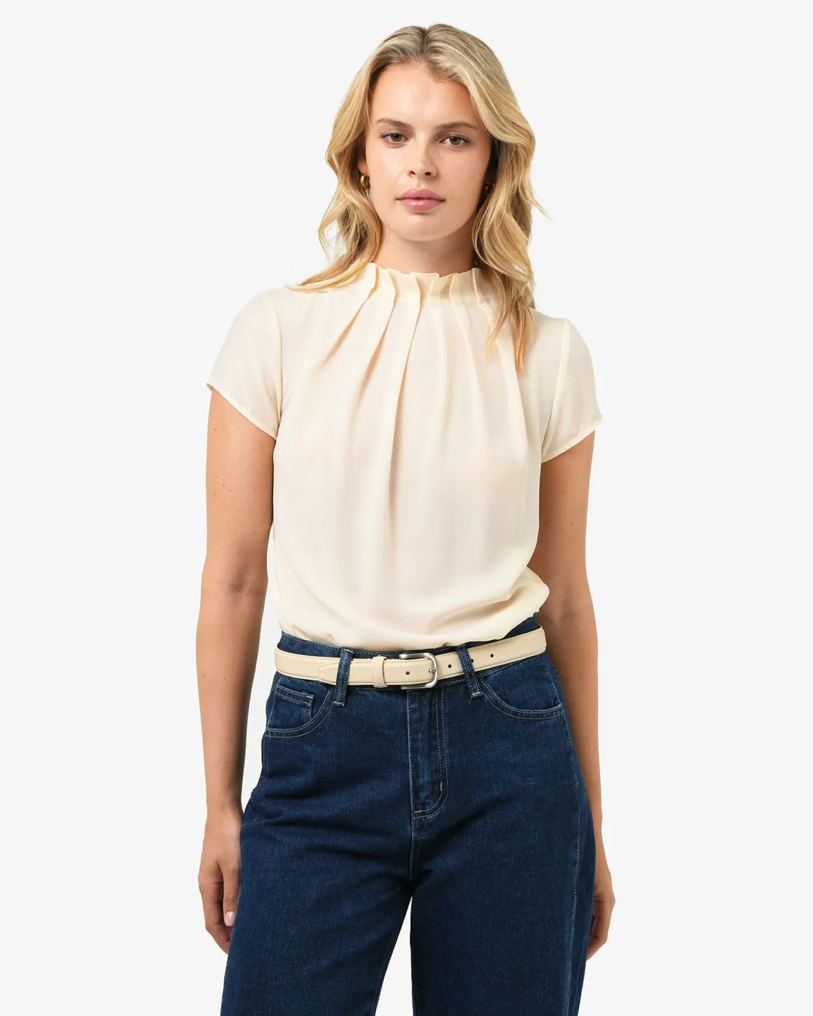 Forcast Olivia Pleated High Neck Top* T-Shirts & Tops|Work Tops