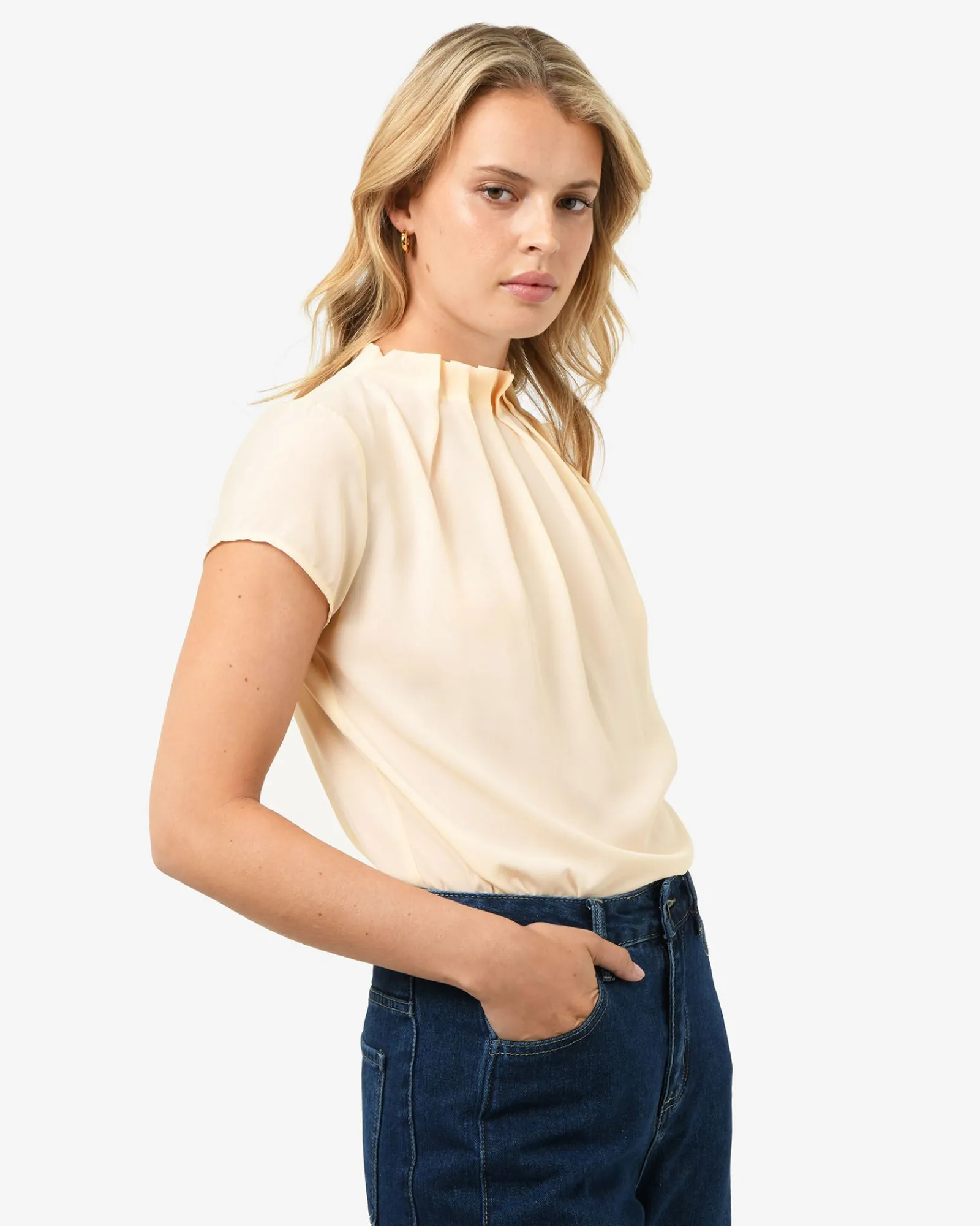 Forcast Olivia Pleated High Neck Top* T-Shirts & Tops|Work Tops