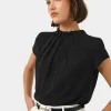 Forcast Olivia Pleated High Neck Top* T-Shirts & Tops|Work Tops
