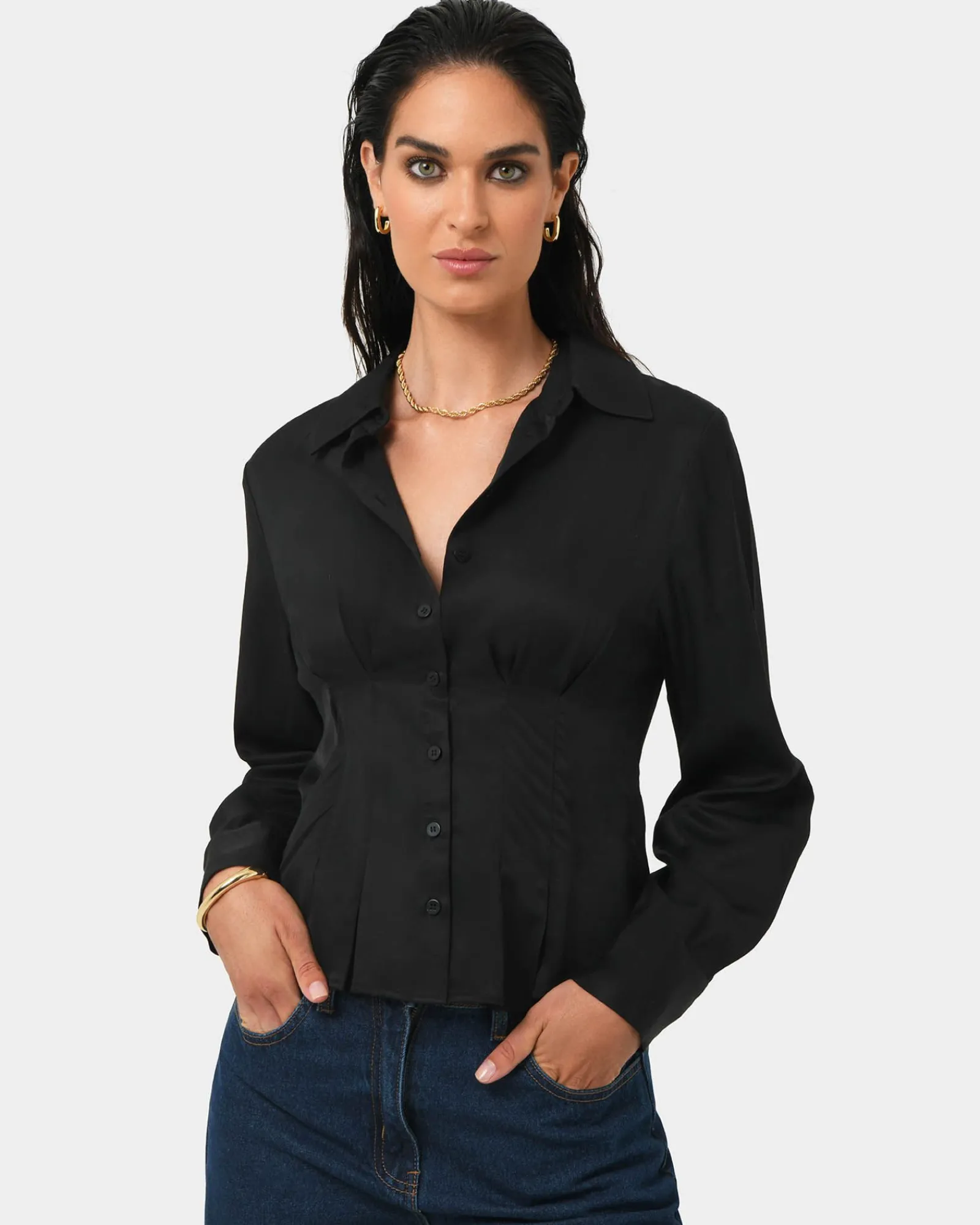 Forcast Paige Gathered Shirt* T-Shirts & Tops|Long Sleeve Tops