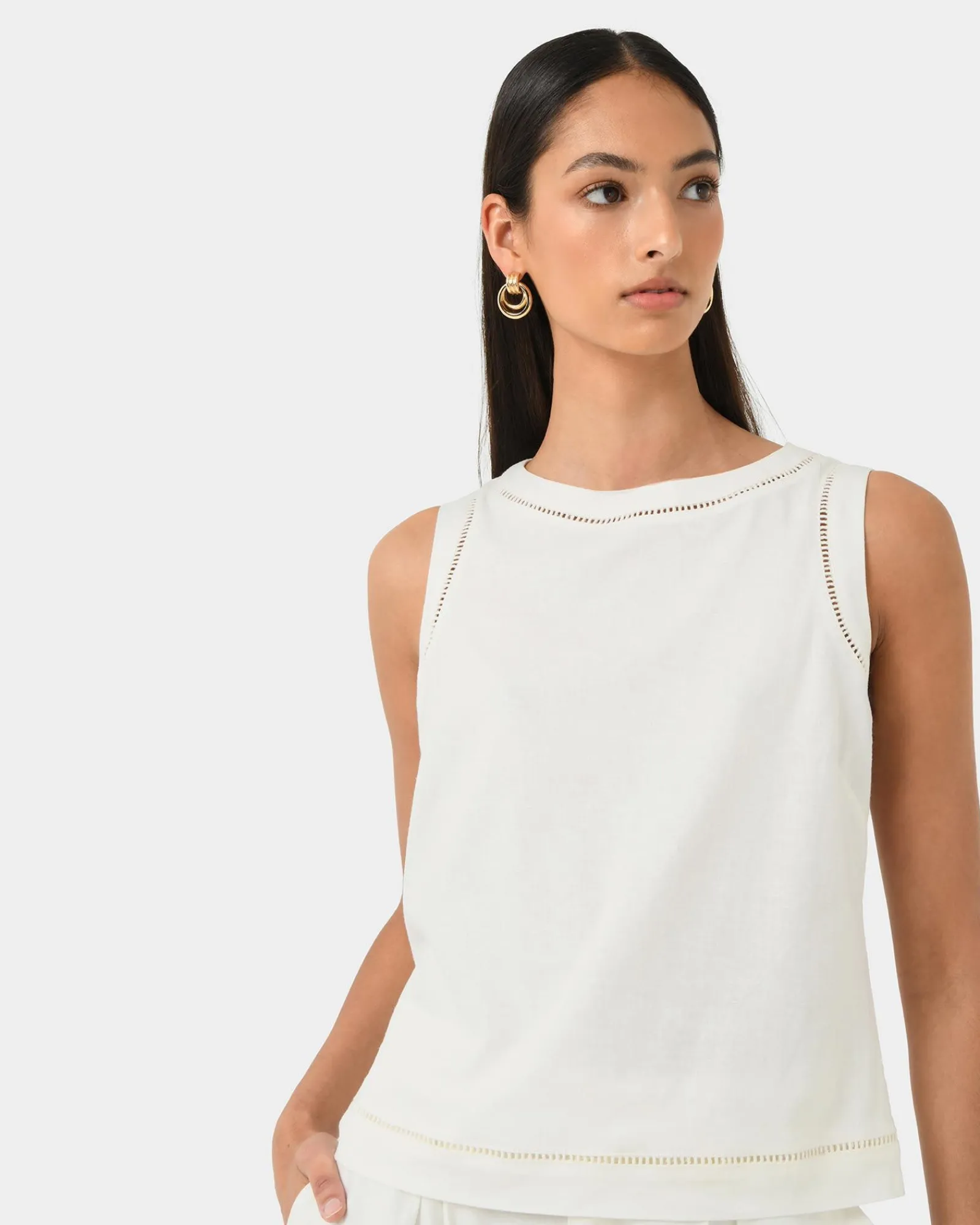 Forcast Perry Linen Embroidery Top* T-Shirts & Tops|Work Tops