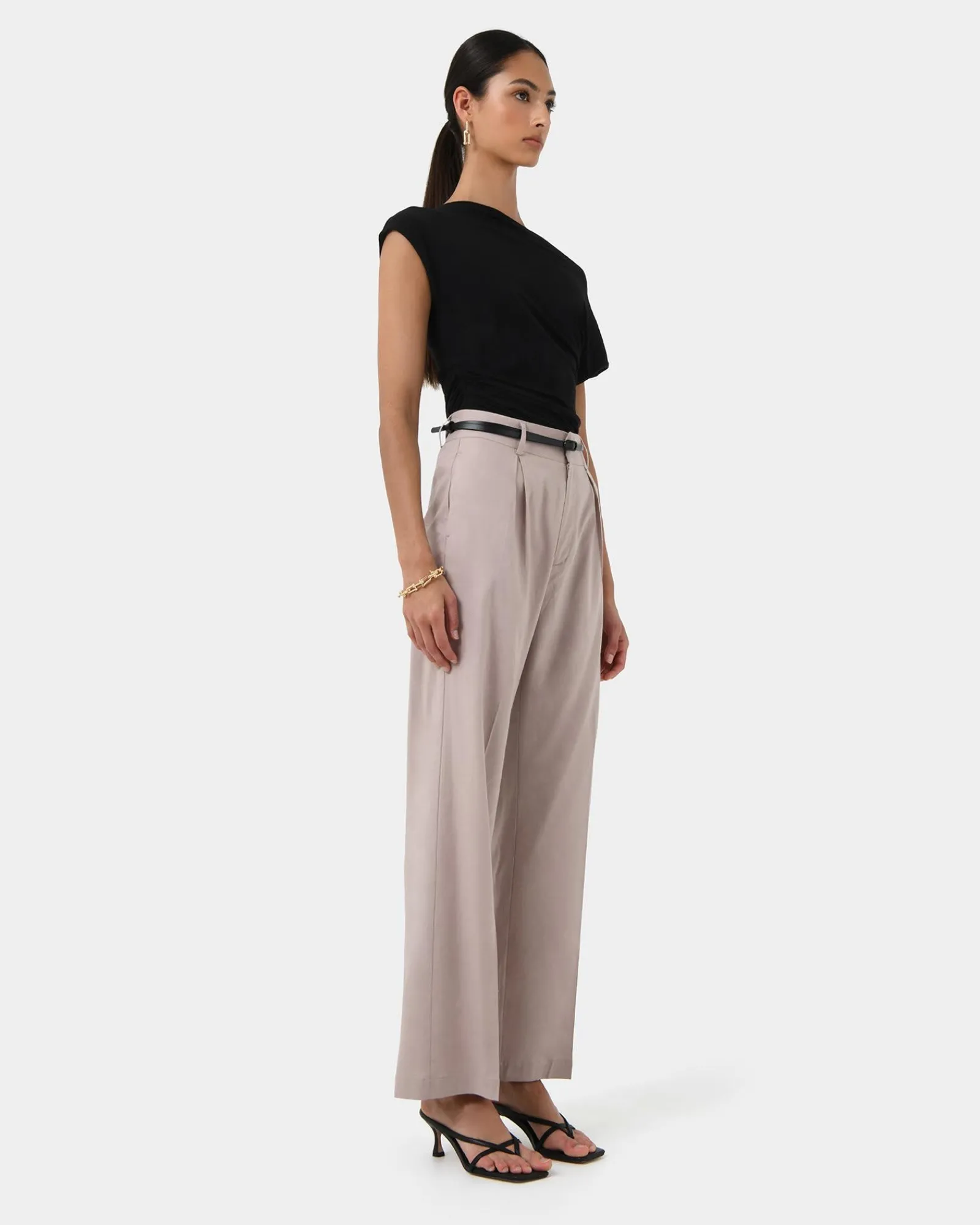 Forcast Perry Linen Tailored Pants* High-Waisted Pants|Straight Leg Pants