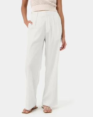 Forcast Perry Linen Tailored Pants* High-Waisted Pants|Straight Leg Pants