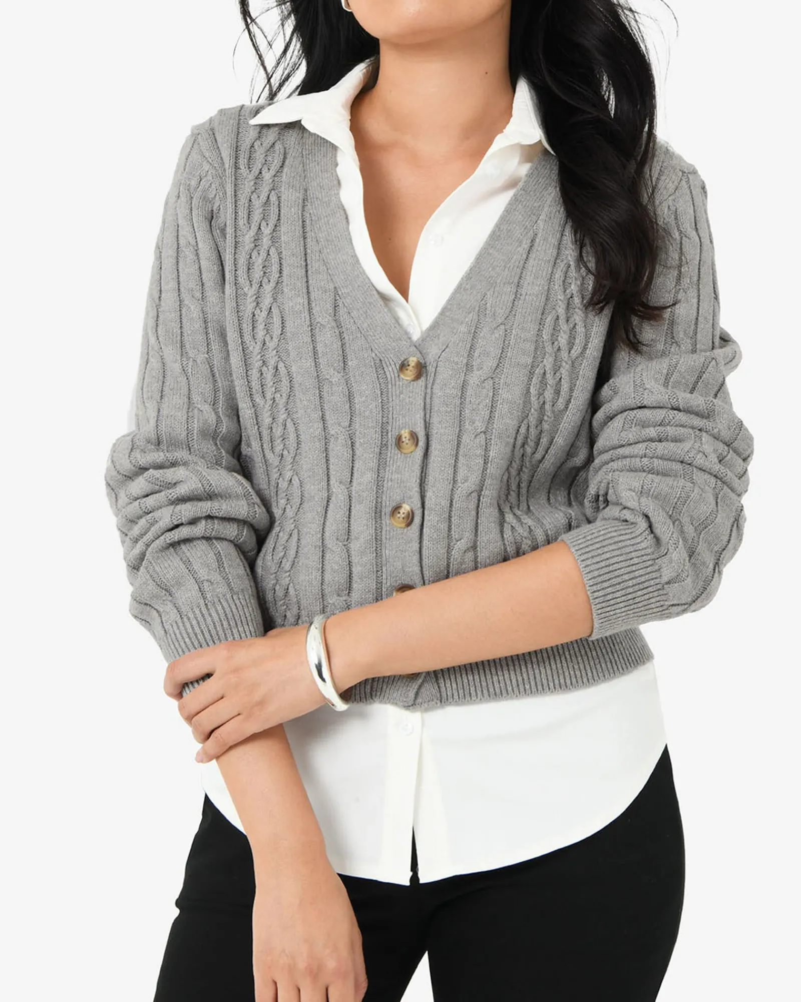Forcast Rhodes Cable Knit Cardigan* Long Sleeve Tops|Work Tops