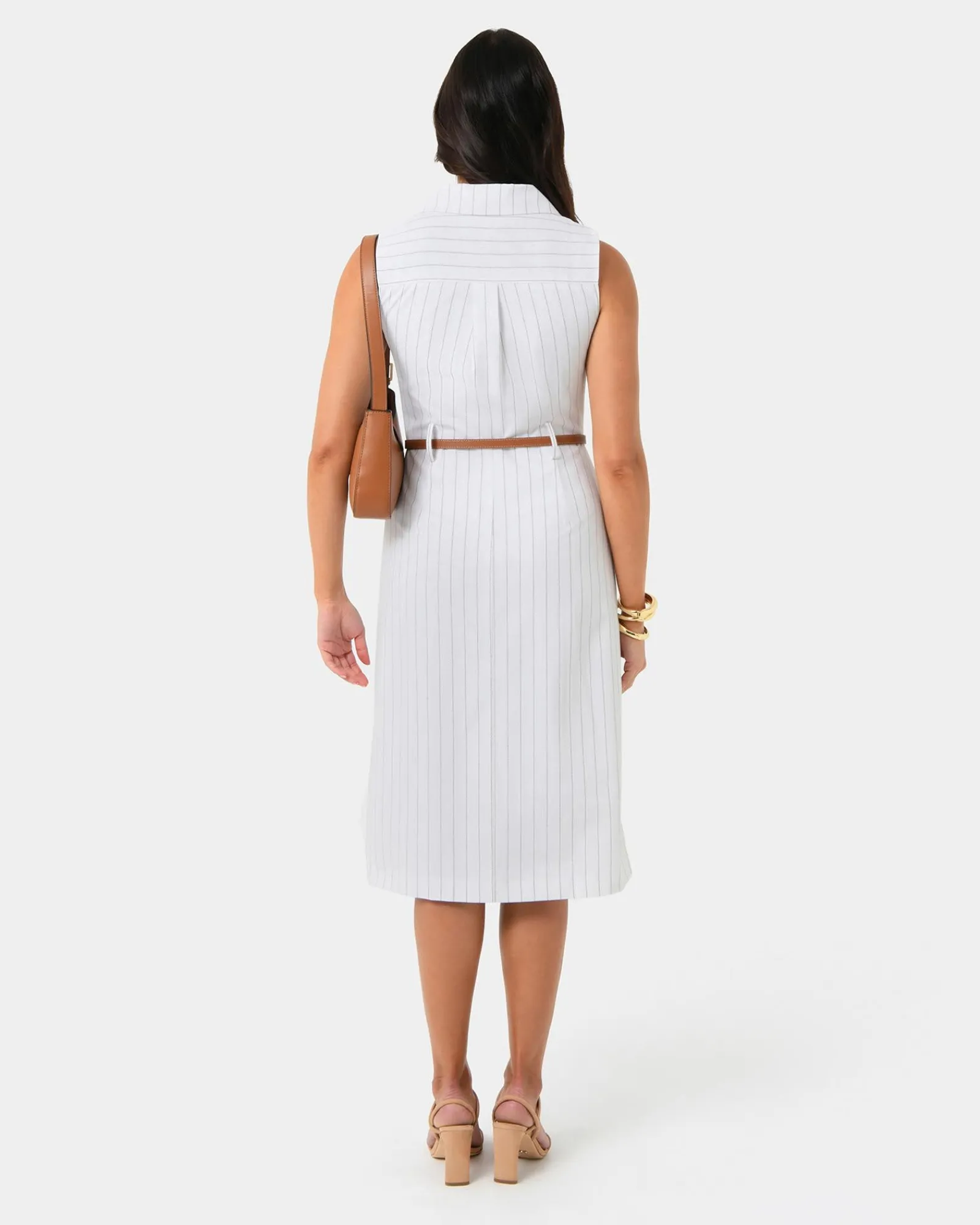 Forcast Ria Stripe Cotton Blend Dress* Conscious|Midi Dresses