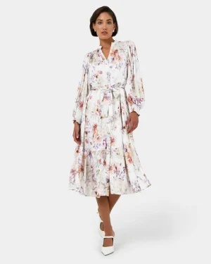 Forcast Rosy Floral Tiered Dress* Midi Dresses|Midi Dresses