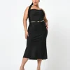 Forcast Safa Bias Slip Dress* Black Dresses|Black Dresses