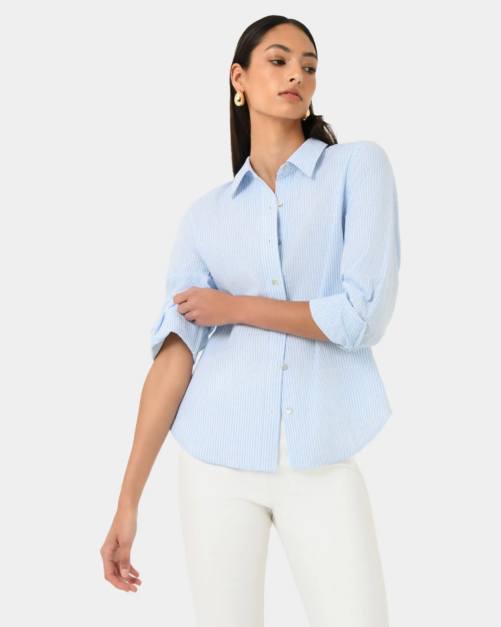 Forcast Sam Linen Relaxed Shirt* Long Sleeve Tops|Shirts & Blouses