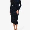 Forcast Sapphire Velvet Burnout Dress* Midi Dresses|Midi Dresses
