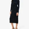 Forcast Sapphire Velvet Burnout Dress* Midi Dresses|Midi Dresses
