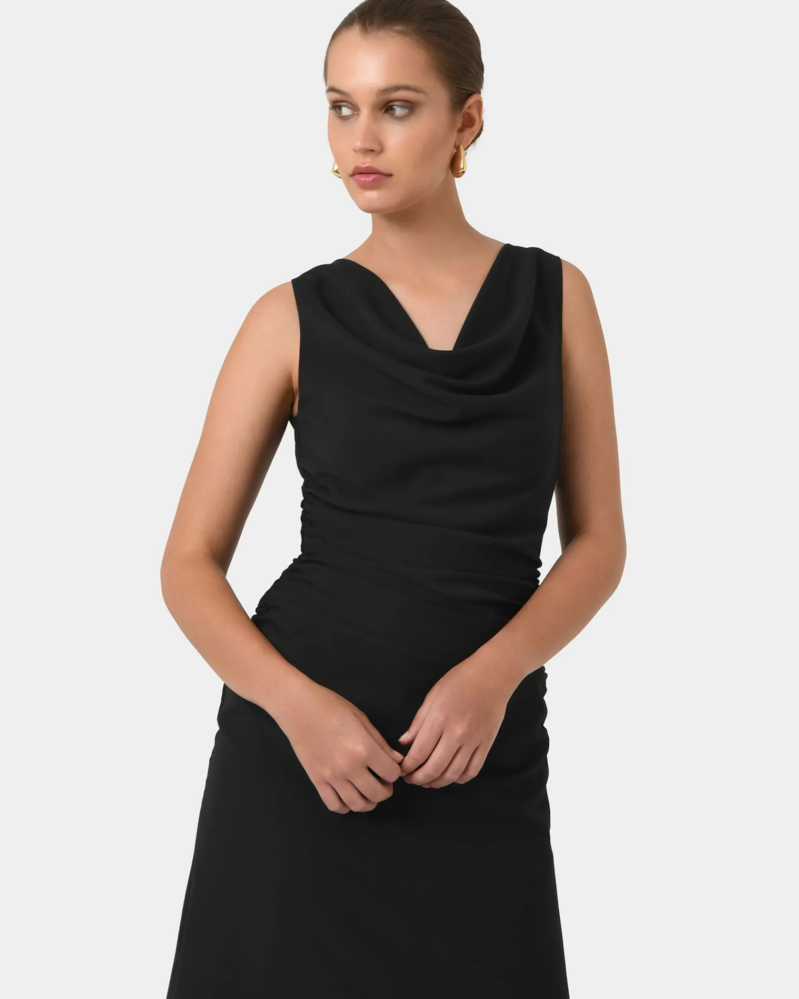 Forcast Serena Cowl Neck Dress* Midi Dresses|Midi Dresses