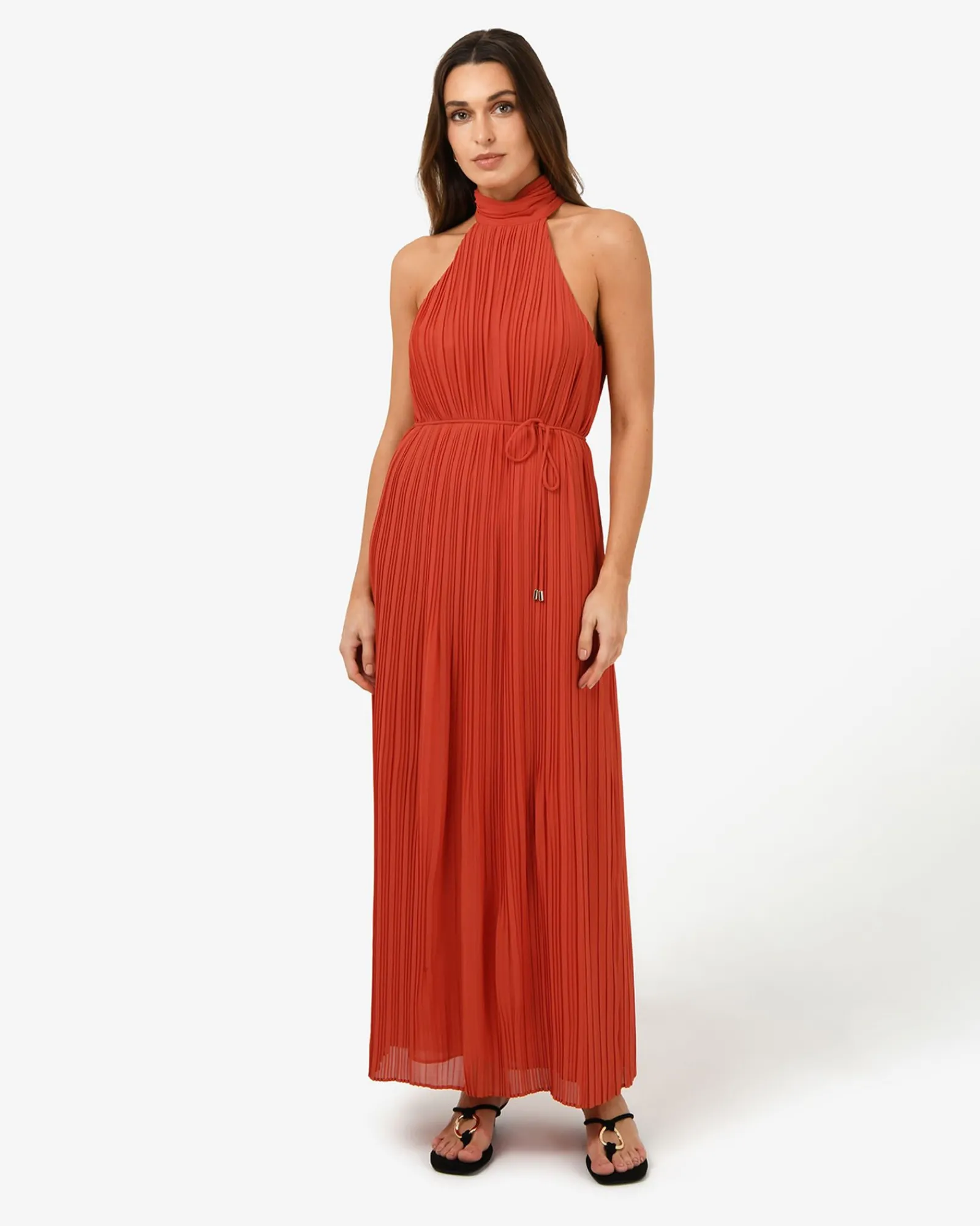 Forcast Shelly Chiffon Pleated Dress* Maxi Dresses|Maxi Dresses