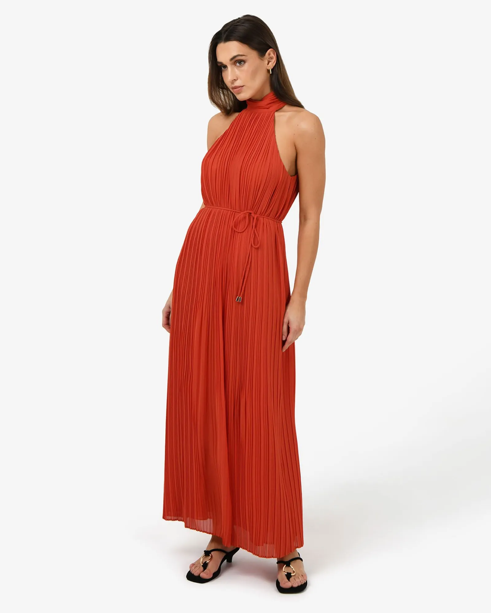 Forcast Shelly Chiffon Pleated Dress* Maxi Dresses|Maxi Dresses