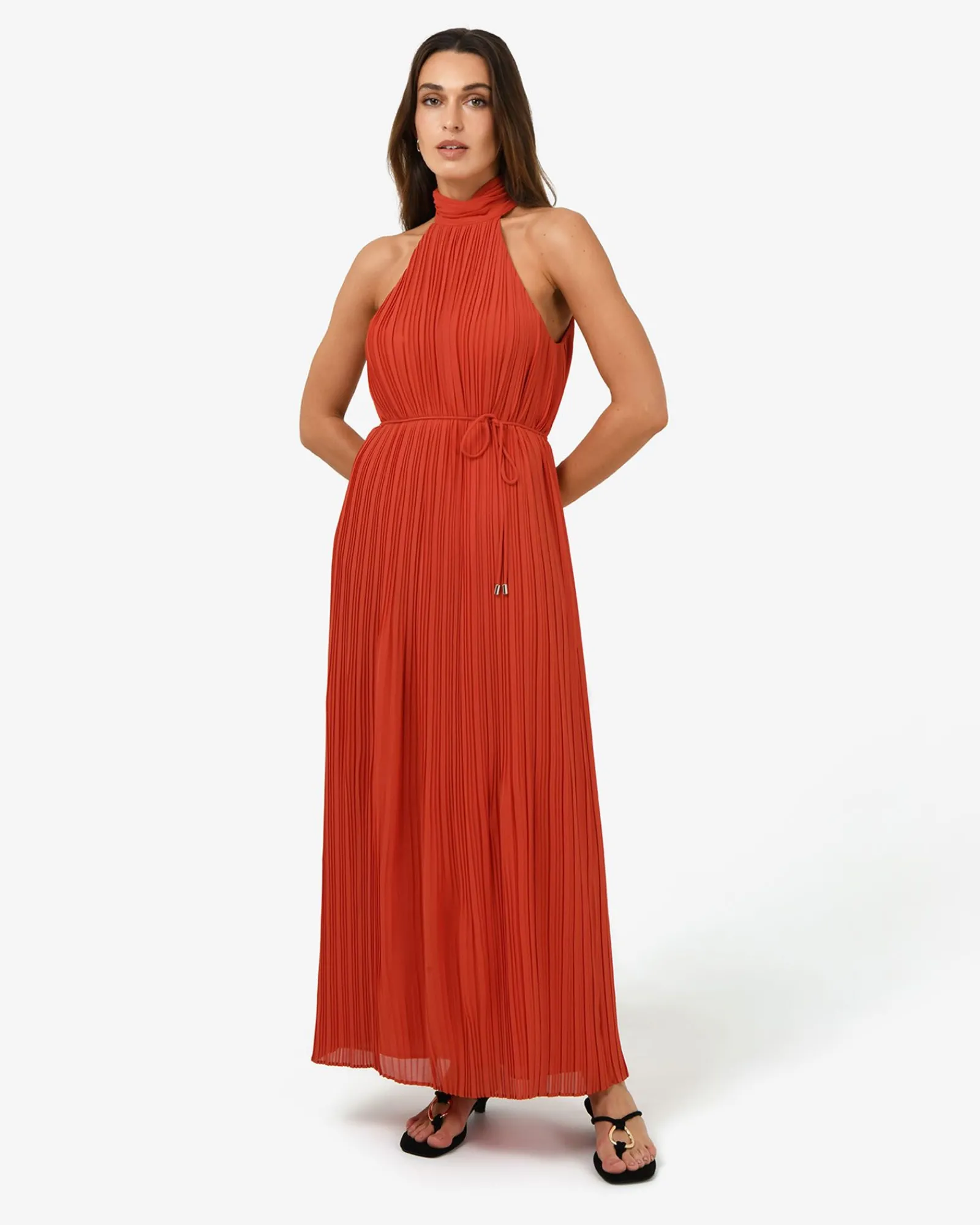 Forcast Shelly Chiffon Pleated Dress* Maxi Dresses|Maxi Dresses