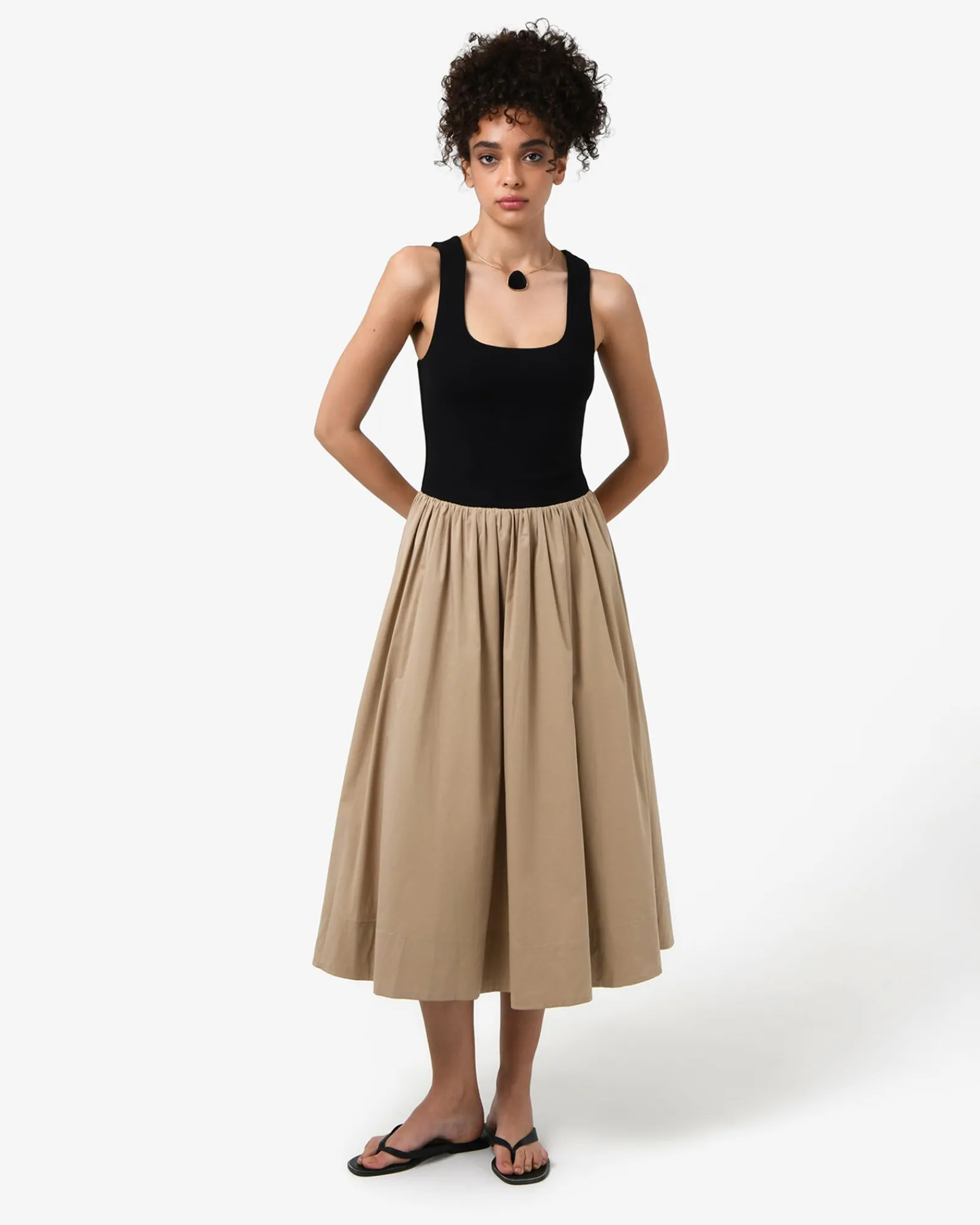 Forcast Soho Cotton & Knit Midi Dress* Conscious|Midi Dresses