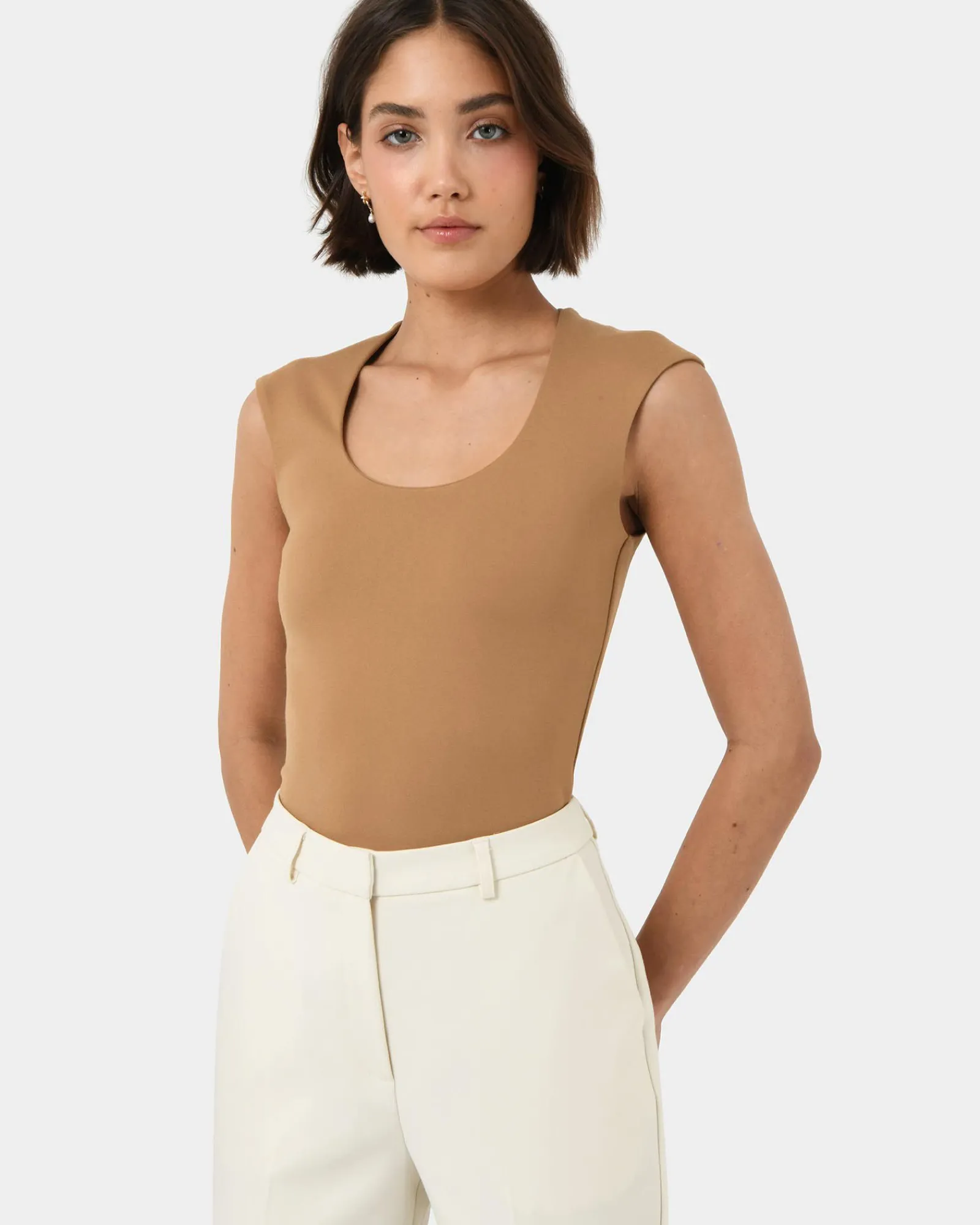 Forcast Soho Rounded Square Neck Top* T-Shirts & Tops|Work Tops