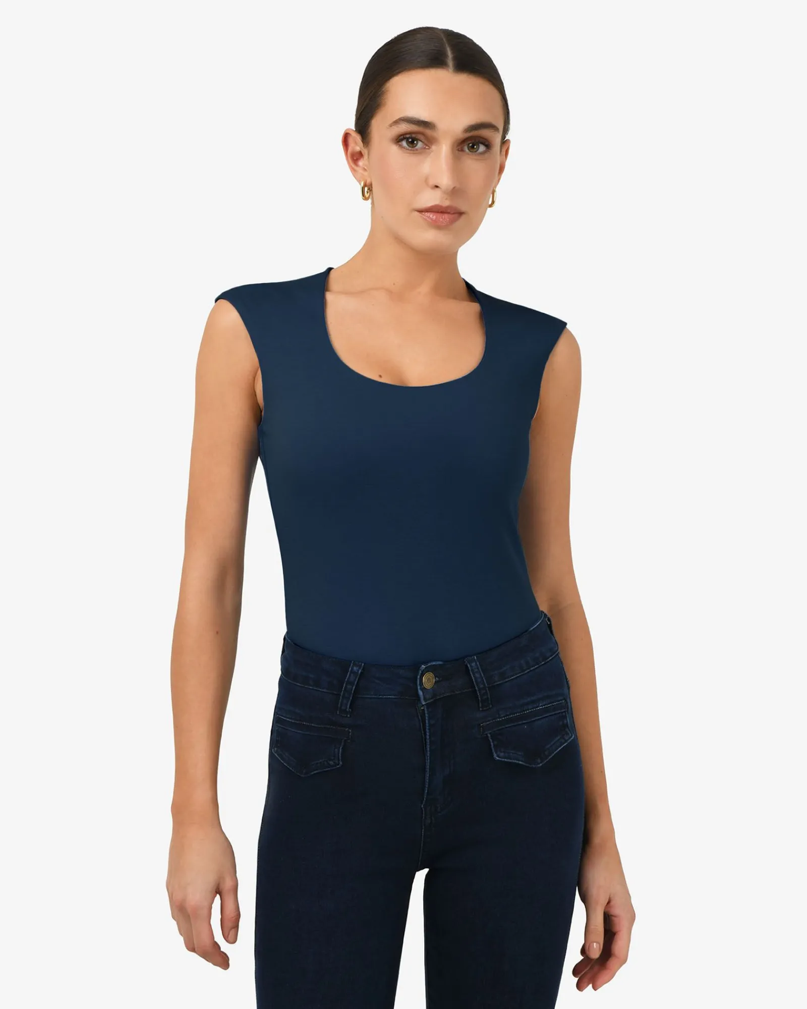Forcast Soho Rounded Square Neck Top* T-Shirts & Tops|Work Tops